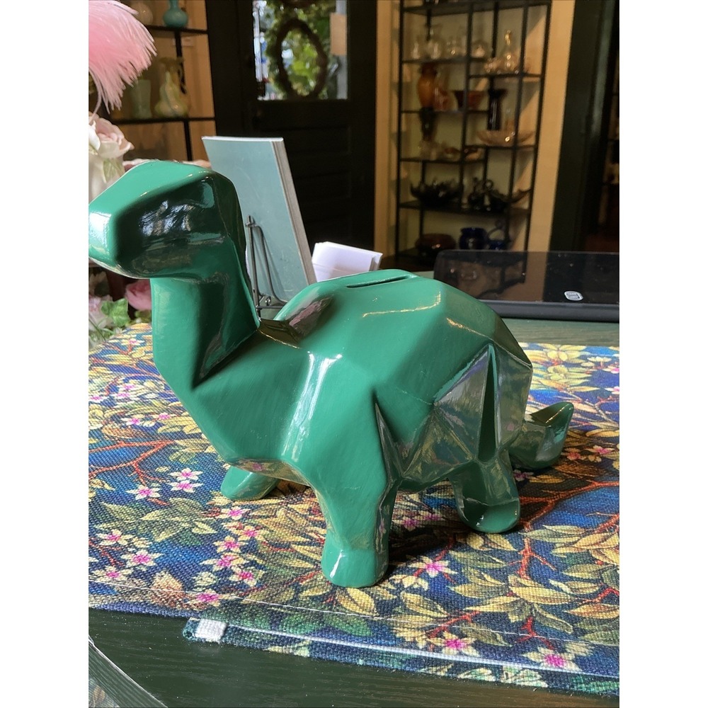 Pillowfort By Target Green Dinosaur Origami Style Earthenware Piggy Bank